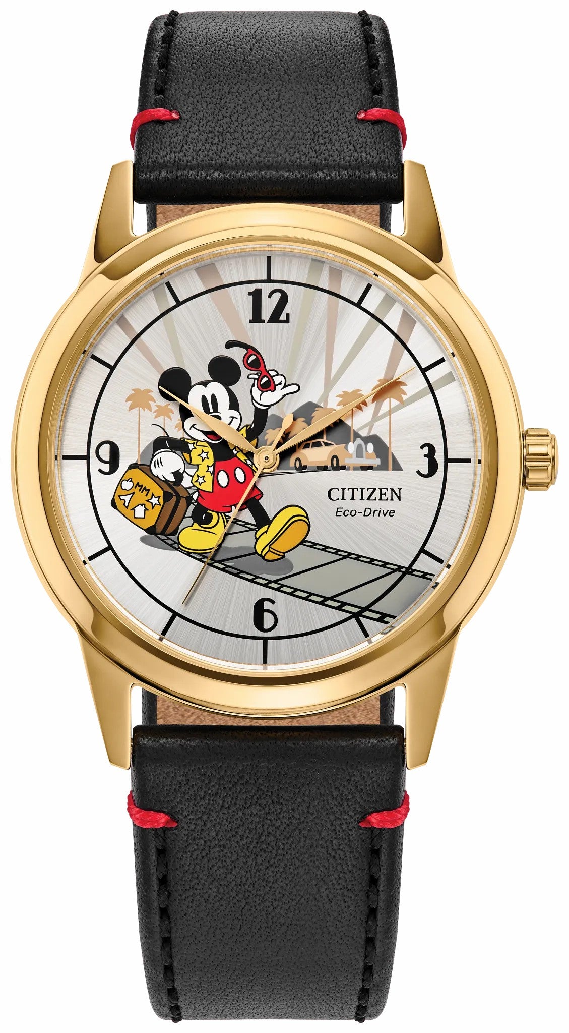 Mickey Mouse Takes Hollywood Silver-Tone Dial Leather Strap FE7063-07W