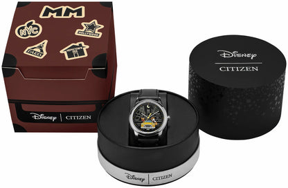 Mickey Mouse & Pluto Take NYC Black Dial Leather Strap AW1860-01W