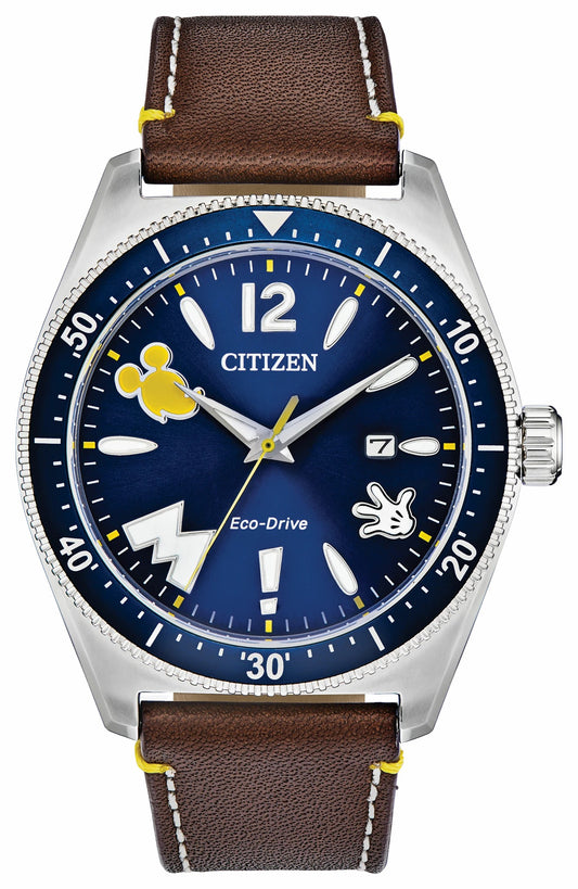 Mickey Mouse Blue Dial Leather Strap AW1599-00W