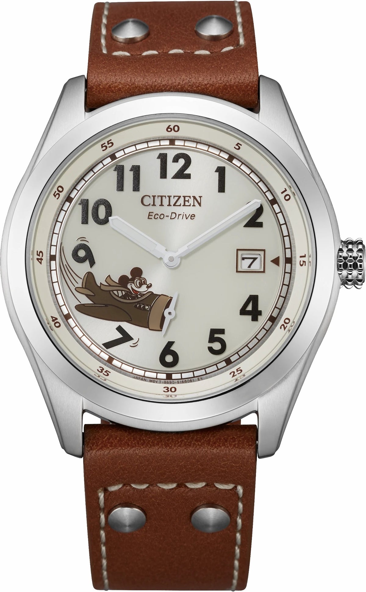 Mickey Aviator Ivory Dial Leather Strap BV1088-08W