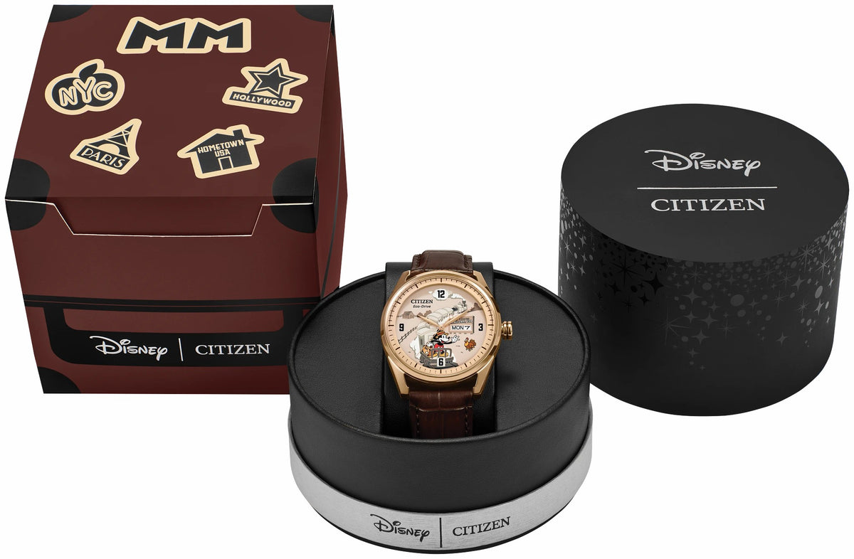 Hometown Mickey Mouse Beige Dial Leather Strap AW0088-04W