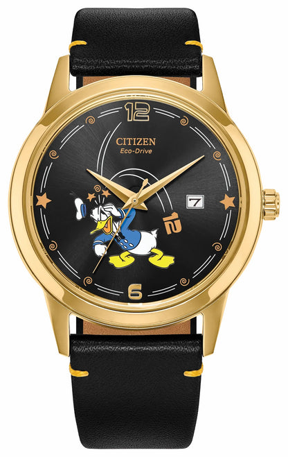 Donald Duck Seeing Stars Black Dial Leather Strap AW1789-04W