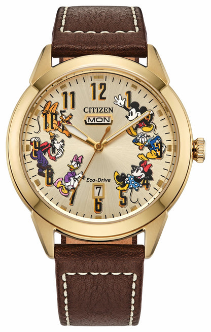 Donald Duck and Crew Beige Dial Leather Strap AW0093-04W