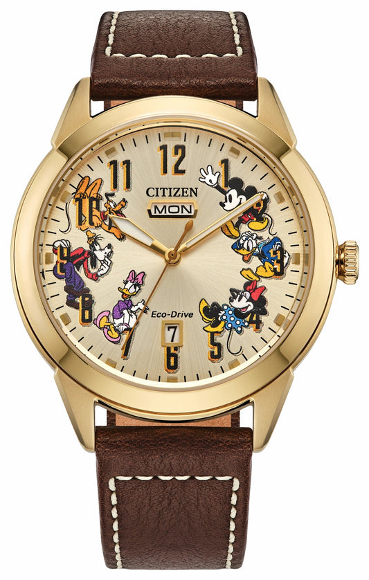 Donald Duck and Crew Beige Dial Leather Strap AW0093-04W