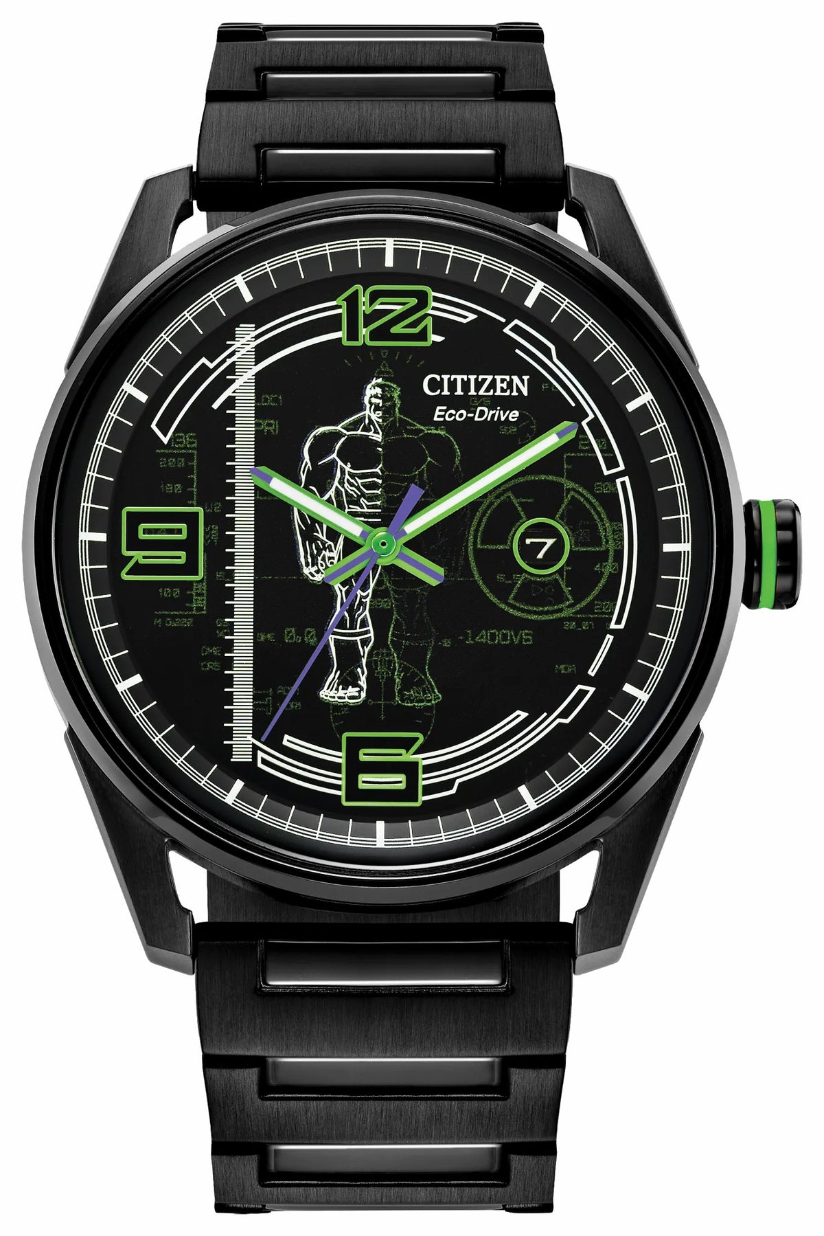 Hulk, Green Goliath Black Dial Stainless Steel Bracelet BM7675-57W