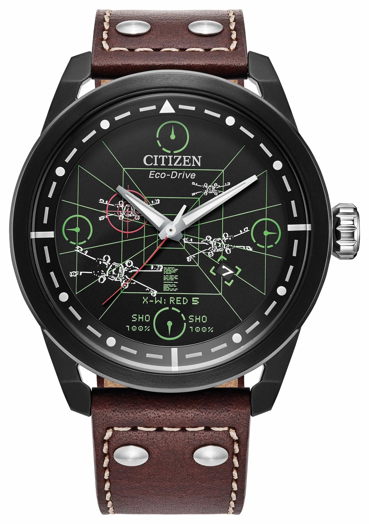 X-Wing and TIE Fighter Black Dial Leather Strap AW1738-05W