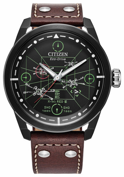 X-Wing and TIE Fighter Black Dial Leather Strap AW1738-05W