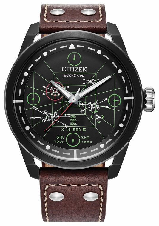 X-Wing and TIE Fighter Black Dial Leather Strap AW1738-05W