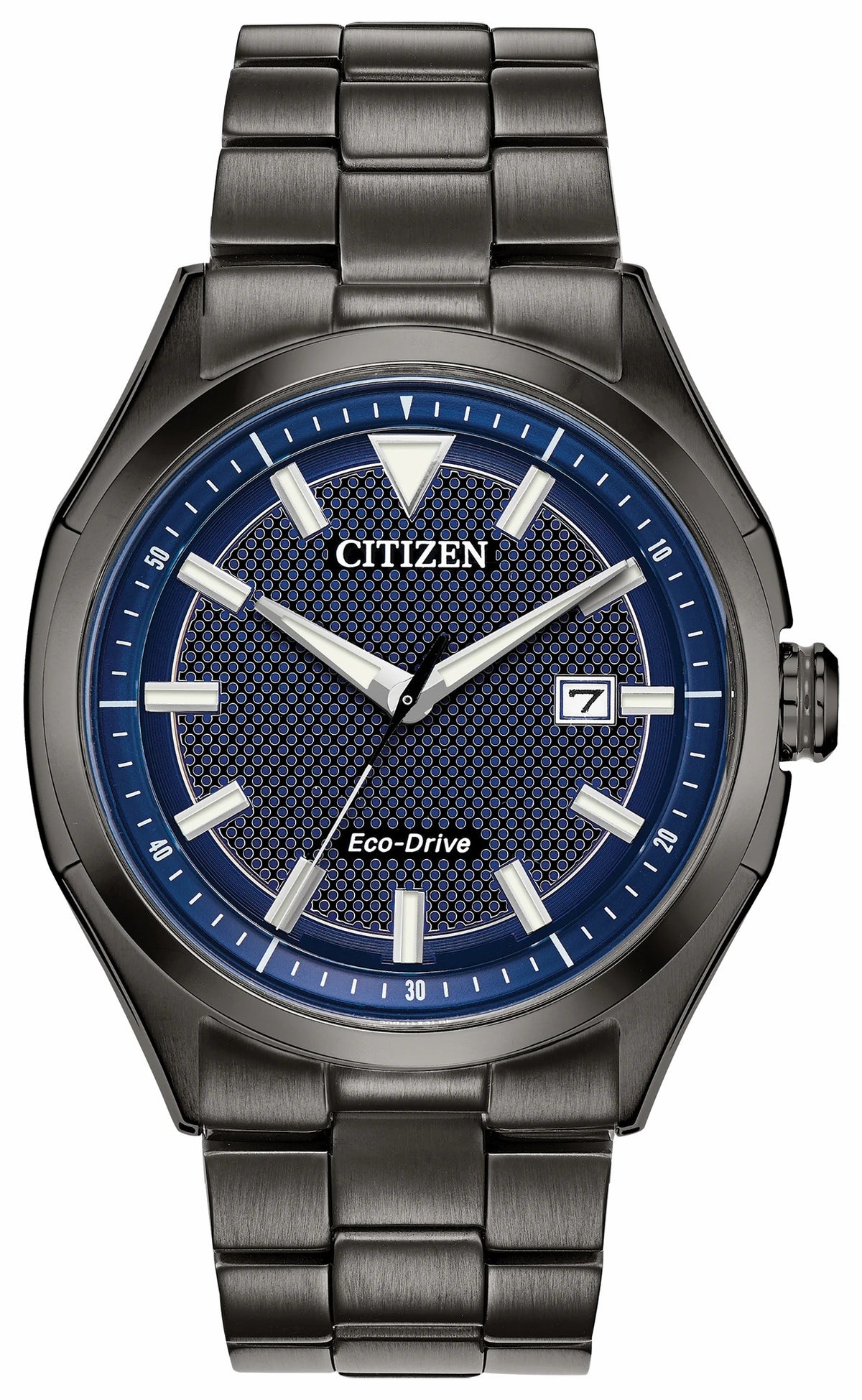 Citizen WDR Eco-Drive Black Blue Dial Stainless Steel Watch