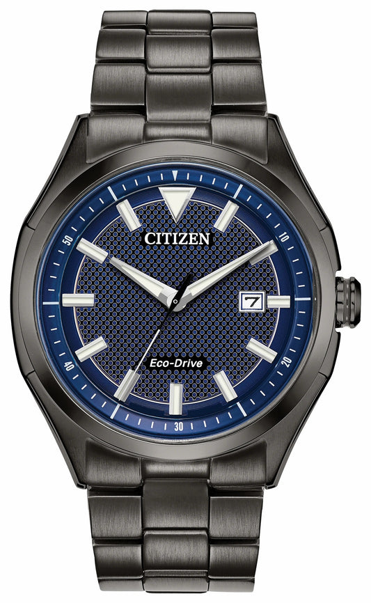 Citizen WDR Eco-Drive Black Blue Dial Stainless Steel Watch